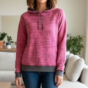 Reebok Women's Pink and Gray Hoodie